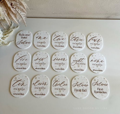 Floral Oval Milestone Set of 15 - Luxe Decor by Lisa