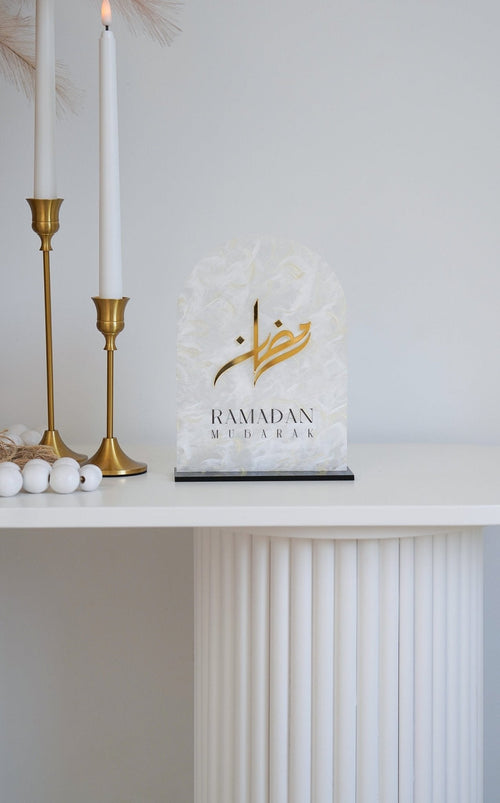 Modern Arched Arabic Ramadan Mubarak Specialty Plaque - Luxe Decor by Lisa