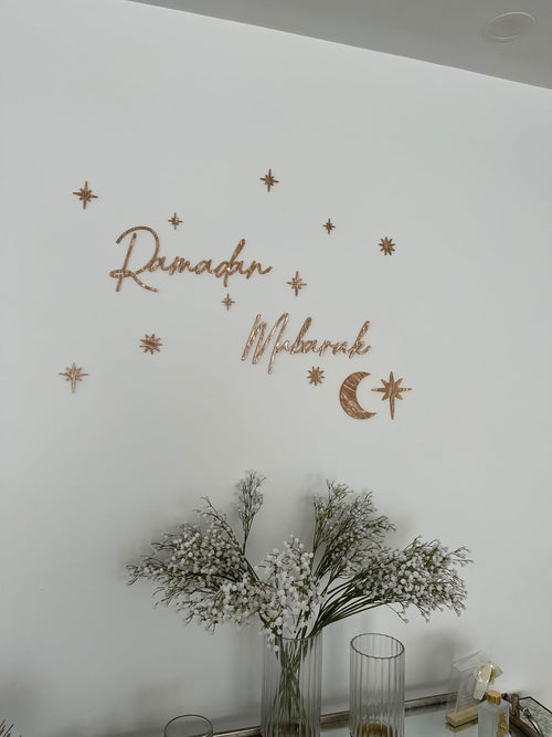 Specialty Coloured 3 Worded Set for Eid, Ramadan + Mubarak + Stars/Crescent - Luxe Decor by Lisa