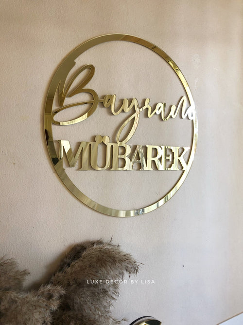 Turkish Bayram Mubarek (Eid) Rings - Mirrored Acrylic - Luxe Decor by Lisa